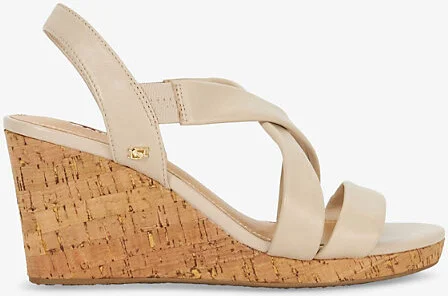 Womens Ecru Leather Kamies Cork Leather Wedge Sandals Eur 38/5 Uk Women