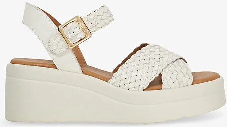 Womens Ecru Leather Kinleys Braided-Leather Sandals Eur 36 / 3 Uk Women