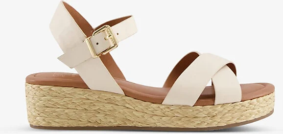 Womens Ecru-Leather Linnie Flatform Jute-Trim Leather Sandals Eur 38/5 Uk Women