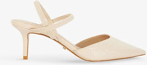 Womens Ecru Synthetic Classical Pointed-Toe Faux-Leather Heels Eur 40 / 7 Uk Women