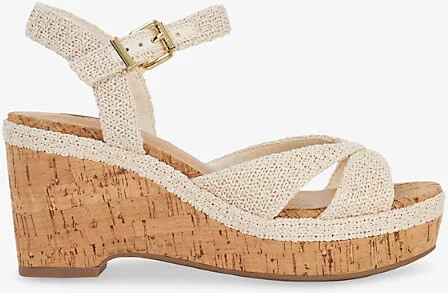 Womens Ecru Synthetic Kelulu Cork Wedge Heel Sandals Eur 39 / 6 Uk Women