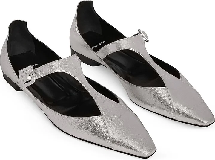Women's Eddie Metallic Leather Flats - Silver - Size 6 - Image 2