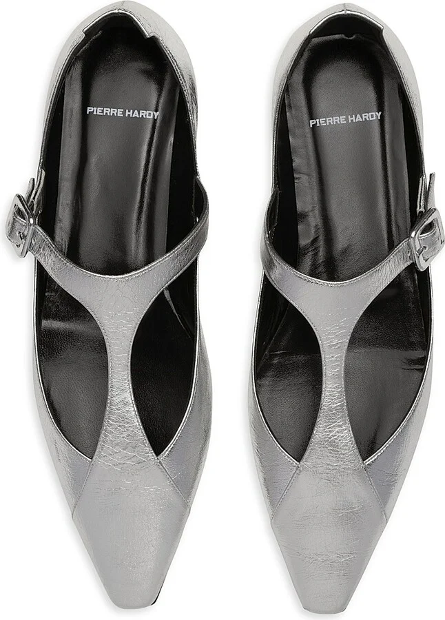 Women's Eddie Metallic Leather Flats - Silver - Size 6 - Image 4