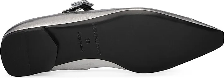 Women's Eddie Metallic Leather Flats - Silver - Size 6 - Image 5