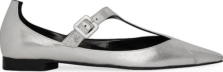 Women's Eddie Metallic Leather Flats - Silver - Size 6