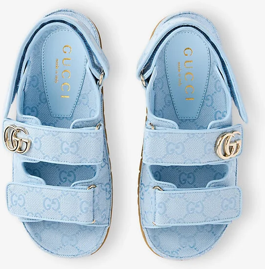 Womens Eden Light Blue New Marmont Gg Canvas Sandals Eur 36 / 3 Uk Women - Image 2