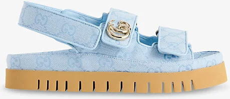 Womens Eden Light Blue New Marmont Gg Canvas Sandals Eur 36 / 3 Uk Women