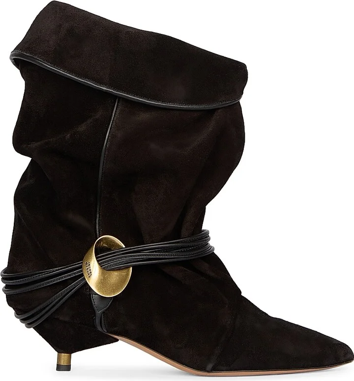 Women's Edrika Suede Slouchy Booties - Black - Size 5