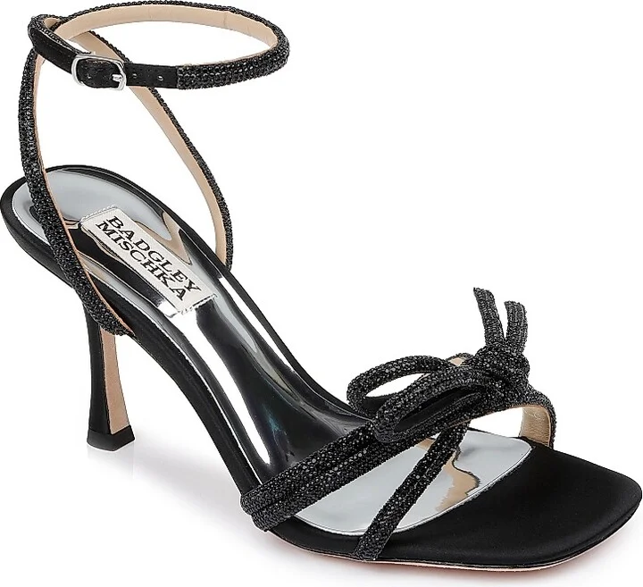 Women's Effie 85MM Crystal-Embellished Satin Stiletto Sandals - Black Satin - Size 5 - Image 2