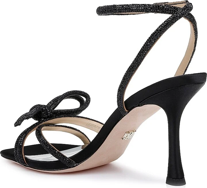 Women's Effie 85MM Crystal-Embellished Satin Stiletto Sandals - Black Satin - Size 5 - Image 3