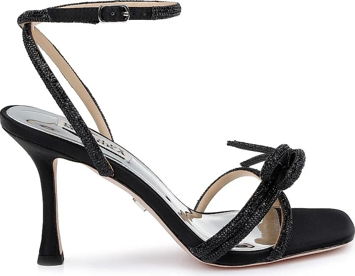 Women's Effie 85MM Crystal-Embellished Satin Stiletto Sandals - Black Satin - Size 5