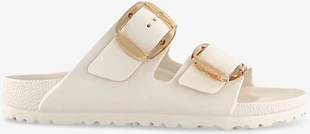Womens Eggshell Eva Arizona Big Buckle Suede Sandals Eur 38/5 Uk Women