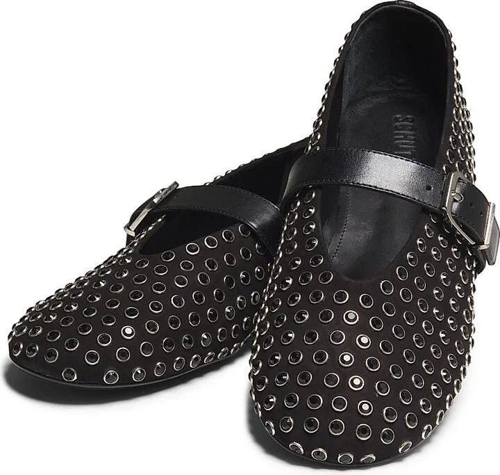 Women's Eiza Shine Studded Nubuck Ballet Flats - Black - Size 6.5 - Image 2