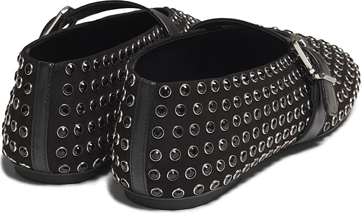 Women's Eiza Shine Studded Nubuck Ballet Flats - Black - Size 6.5 - Image 3