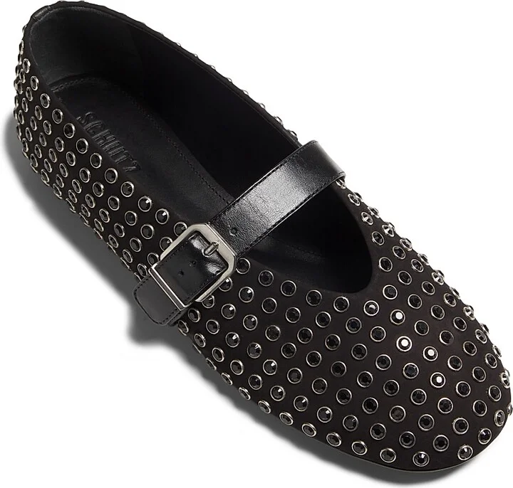 Women's Eiza Shine Studded Nubuck Ballet Flats - Black - Size 6.5 - Image 4