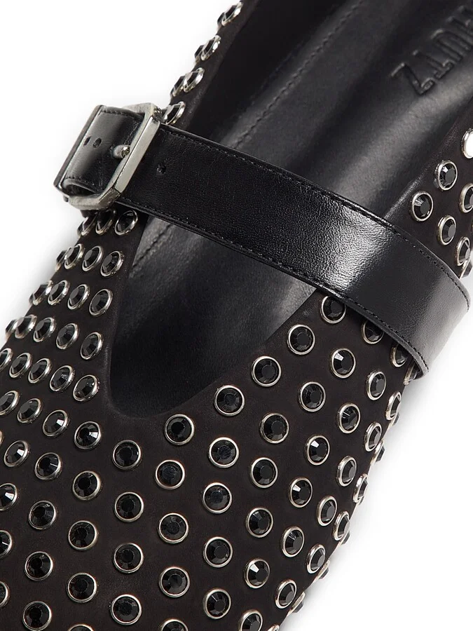 Women's Eiza Shine Studded Nubuck Ballet Flats - Black - Size 6.5 - Image 6