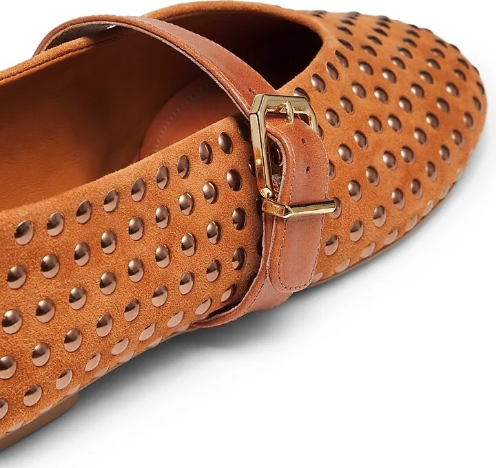 Women's Eiza Shine Studded & Suede Ballet Flats - Hazel Caramel - Size 6.5 - Image 5