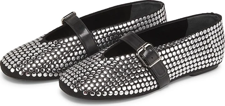 Women's Eiza Studded Leather Ballet Flats - Black - Size 5 - Image 2