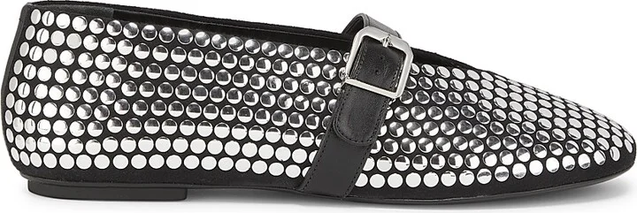 Women's Eiza Studded Leather Ballet Flats - Black - Size 5