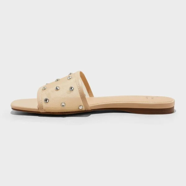 Women's Elain Floral Embroidered Mesh Slide Sandals with Memory Foam Insole - A New Day™ : Open Toe, Slip On - Image 4
