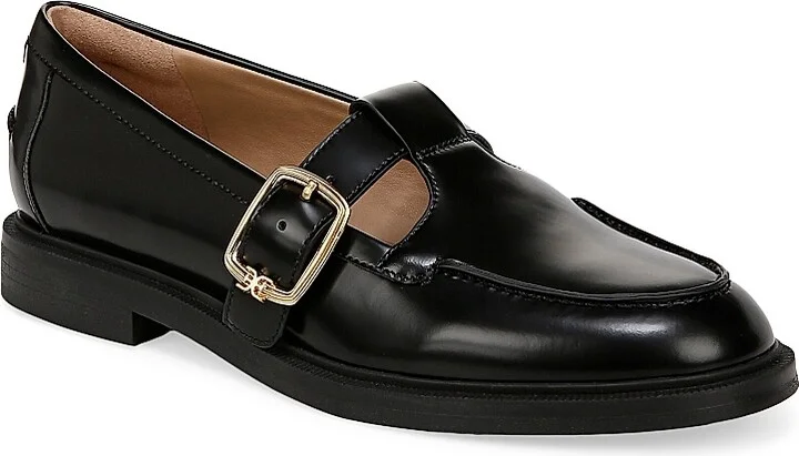 Women's Elaina T-Strap Leather Loafers - Black - Size 10 - Image 2