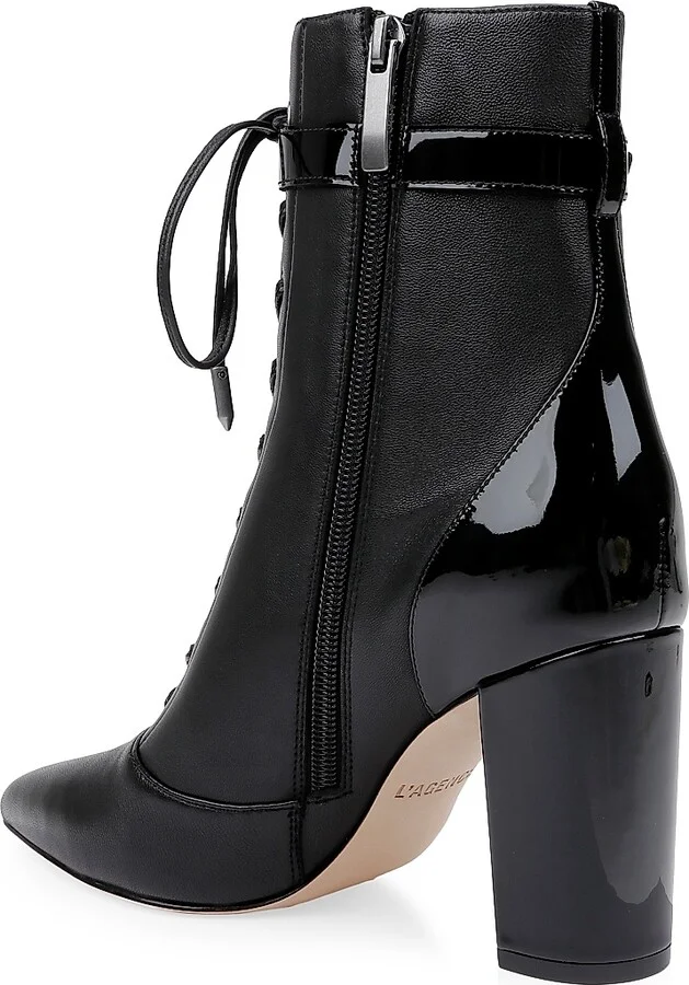 Women's Elegante 85MM Leather Booties - Black Leather - Size 7 - Image 3