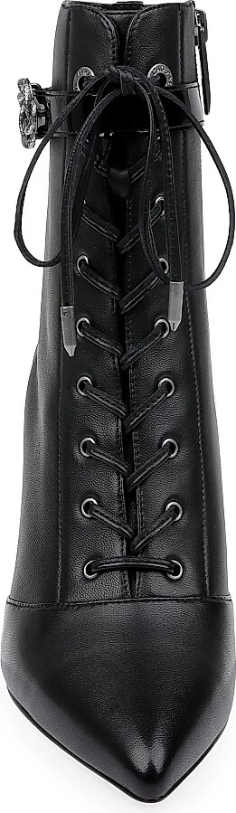 Women's Elegante 85MM Leather Booties - Black Leather - Size 7 - Image 4