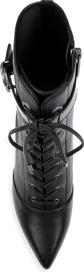 Women's Elegante 85MM Leather Booties - Black Leather - Size 7 - Image 5