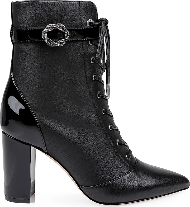 Women's Elegante 85MM Leather Booties - Black Leather - Size 7