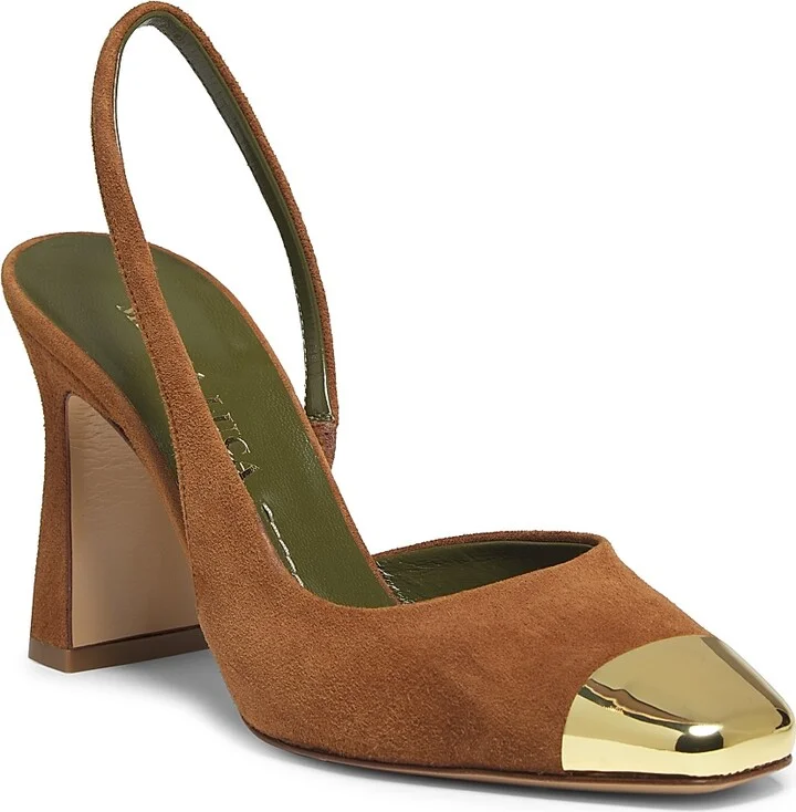 Women's Eleonora 90MM Cap-Toe Suede Slingback Pumps - Rust Copper - Size 9 - Image 2