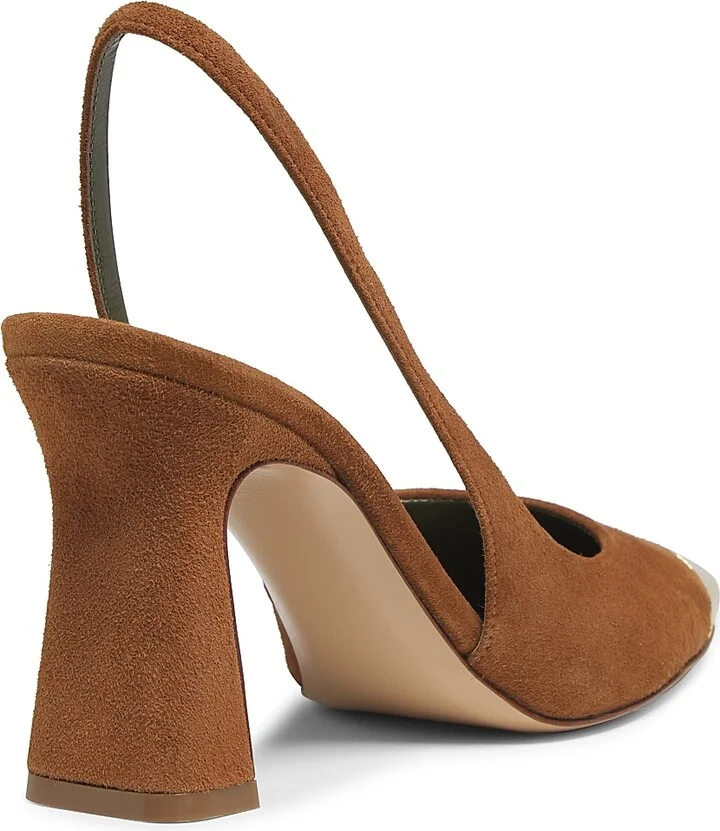 Women's Eleonora 90MM Cap-Toe Suede Slingback Pumps - Rust Copper - Size 9 - Image 3
