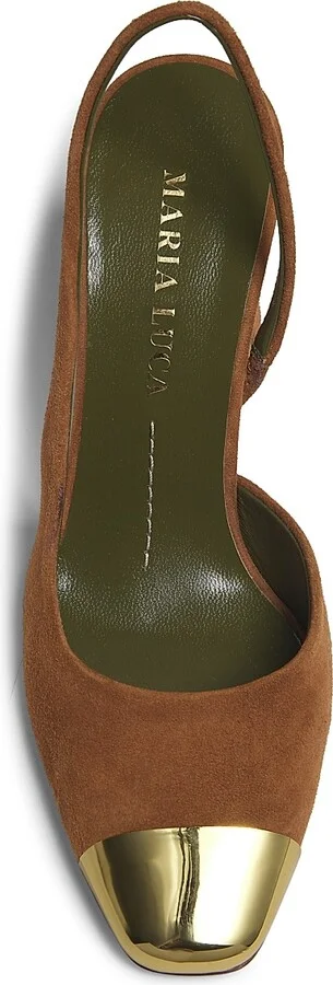 Women's Eleonora 90MM Cap-Toe Suede Slingback Pumps - Rust Copper - Size 9 - Image 4
