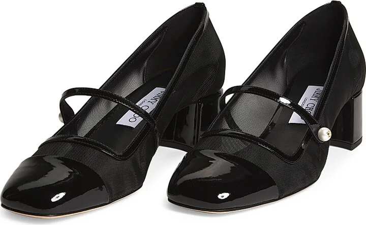 Women's Elisa 45MM Mesh & Patent Leather Pumps - Black - Size 9.5 - Image 2