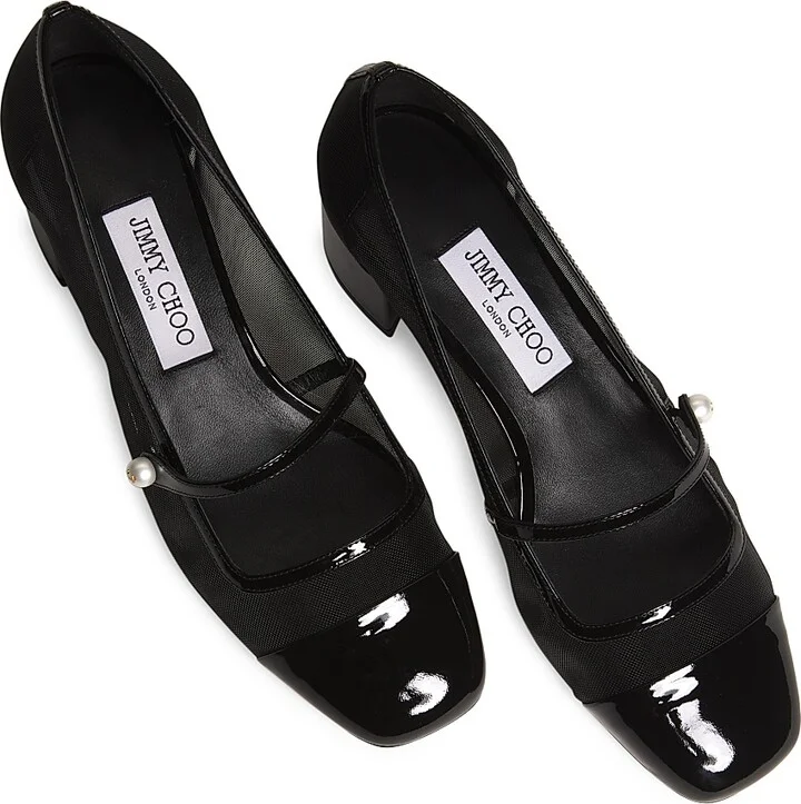 Women's Elisa 45MM Mesh & Patent Leather Pumps - Black - Size 9.5 - Image 4