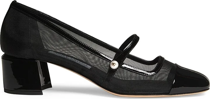 Women's Elisa 45MM Mesh & Patent Leather Pumps - Black - Size 9.5