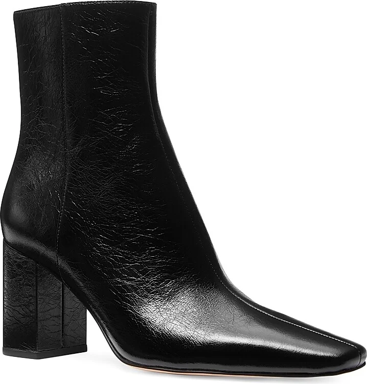 Women's Elise 75MM Leather Block-Heel Booties - Chocolate - Size 5 - Image 4