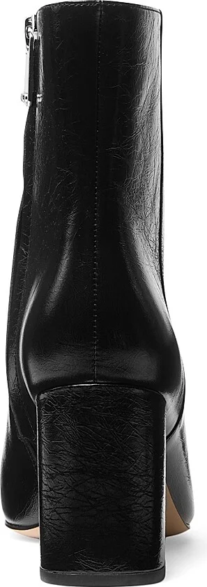 Women's Elise 75MM Leather Block-Heel Booties - Chocolate - Size 5 - Image 5