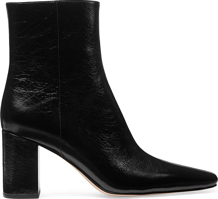 Women's Elise 75MM Leather Block-Heel Booties - Chocolate - Size 5 - Image 6