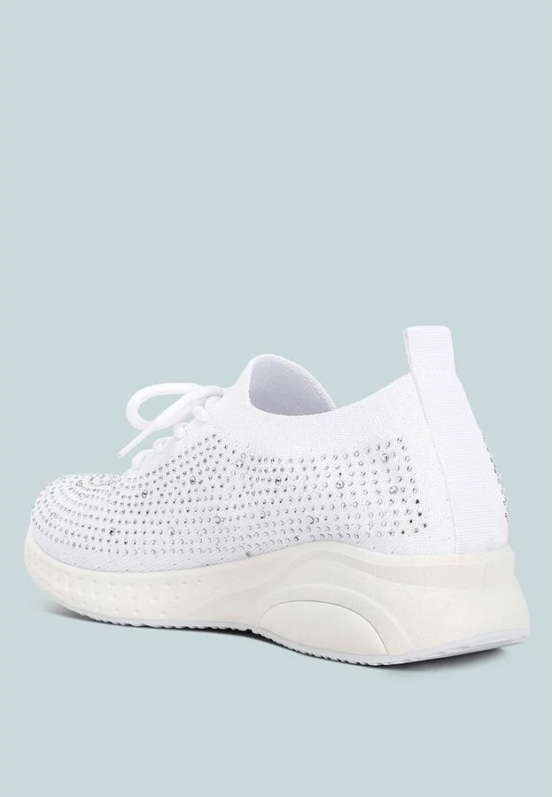 Women's elizha stud embellished lace up sneakers - Image 4