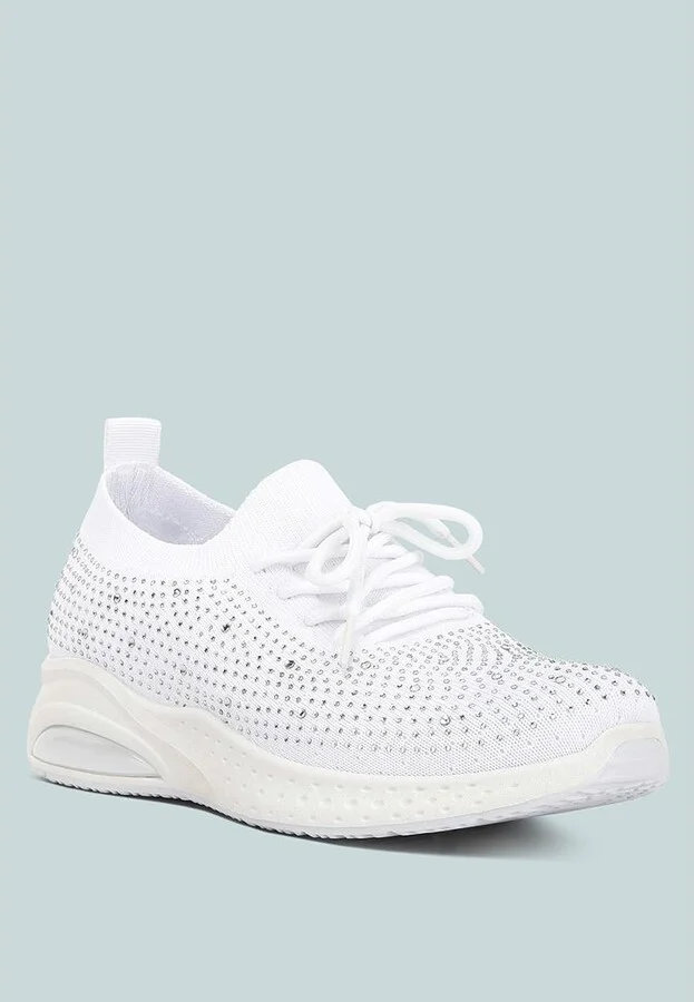 Women's elizha stud embellished lace up sneakers - Image 5