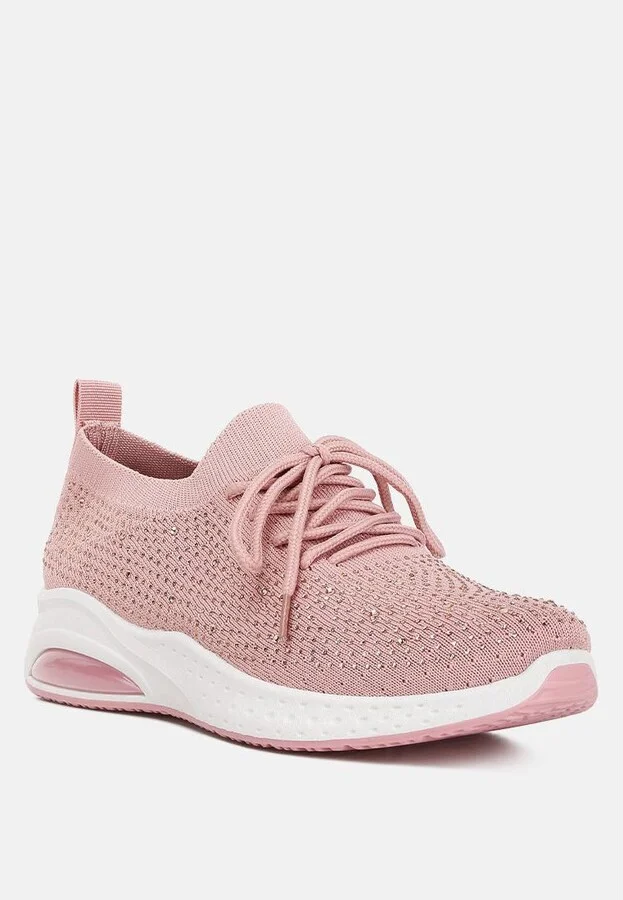 Women's elizha stud embellished lace up sneakers - Image 6