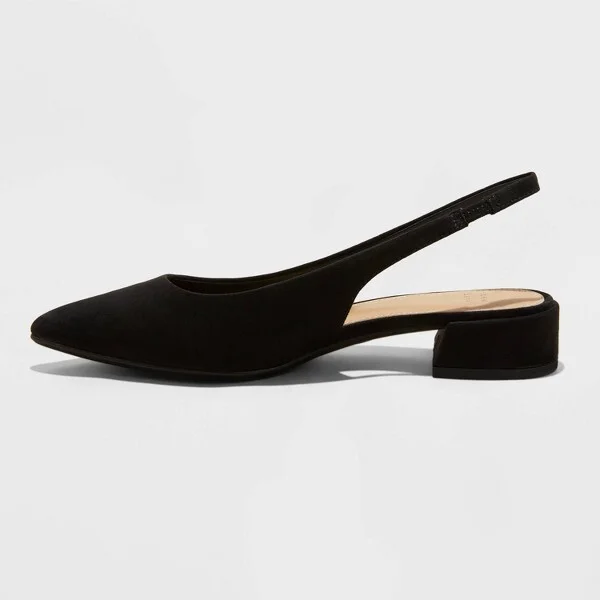 Women's Elle Slingback Pointed Toe Heels - A New Day™ : Cushioned Insole, Block Heel, Microsuede, Slip On - Image 2
