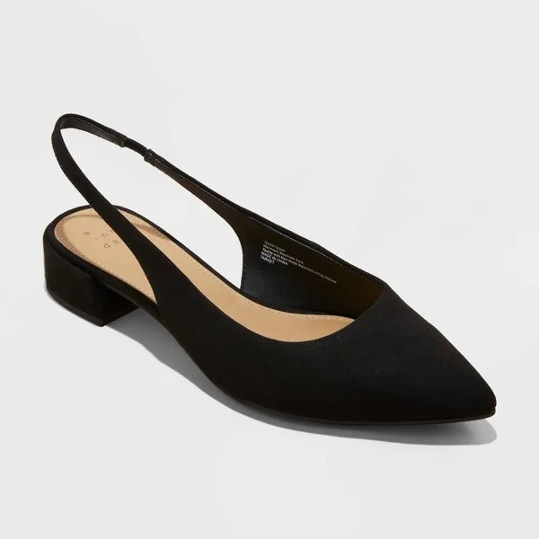 Women's Elle Slingback Pointed Toe Heels - A New Day™ : Cushioned Insole, Block Heel, Microsuede, Slip On