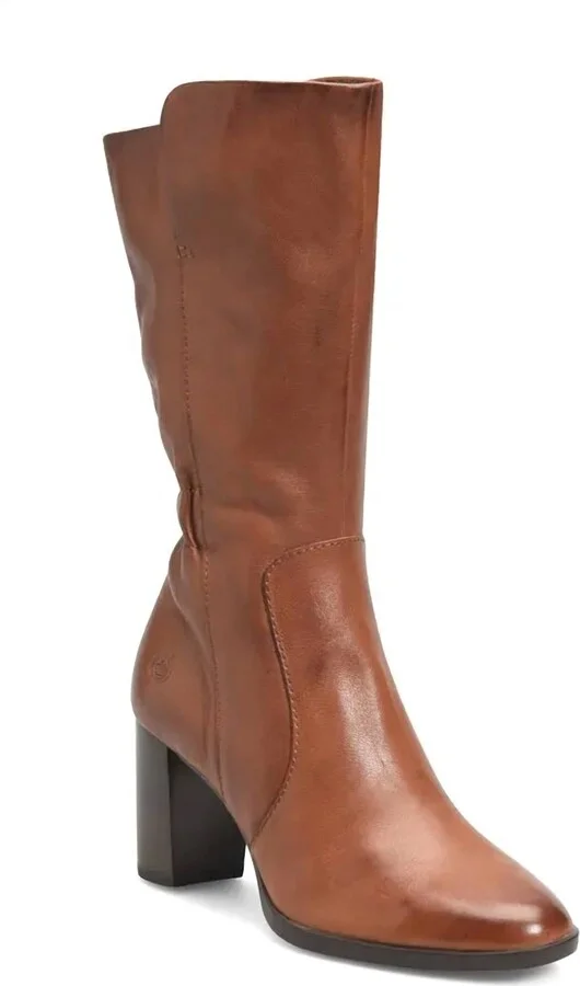 Women's Ellen Gathered Back Boot In Brown Leather
