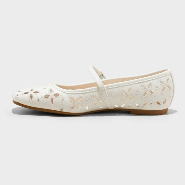 Women's Elsa Floral Mesh Mary Jane Flats - Wild Fable™ : Buckle Closure, Memory Foam Insole, Textured Outsole - Image 3
