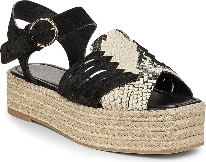 Women's Elsa Python-Printed Leather Espadrilles - Black Python - Size 9 - Image 2