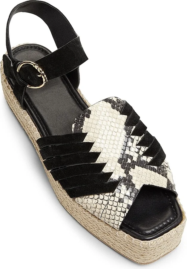 Women's Elsa Python-Printed Leather Espadrilles - Black Python - Size 9 - Image 4