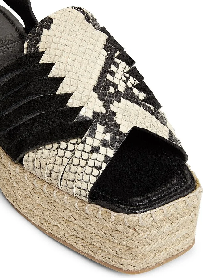 Women's Elsa Python-Printed Leather Espadrilles - Black Python - Size 9 - Image 6