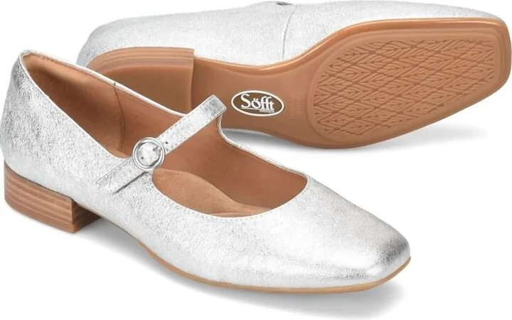 Women's Elsey Leather Flats In Silver