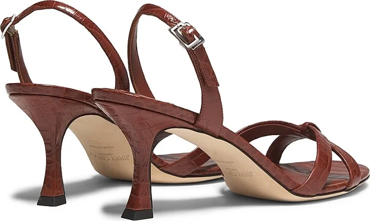 Women's Elsy 65MM Crocodile-Embossed Leather Slingback Sandals - Cognac - Size 5 - Image 3